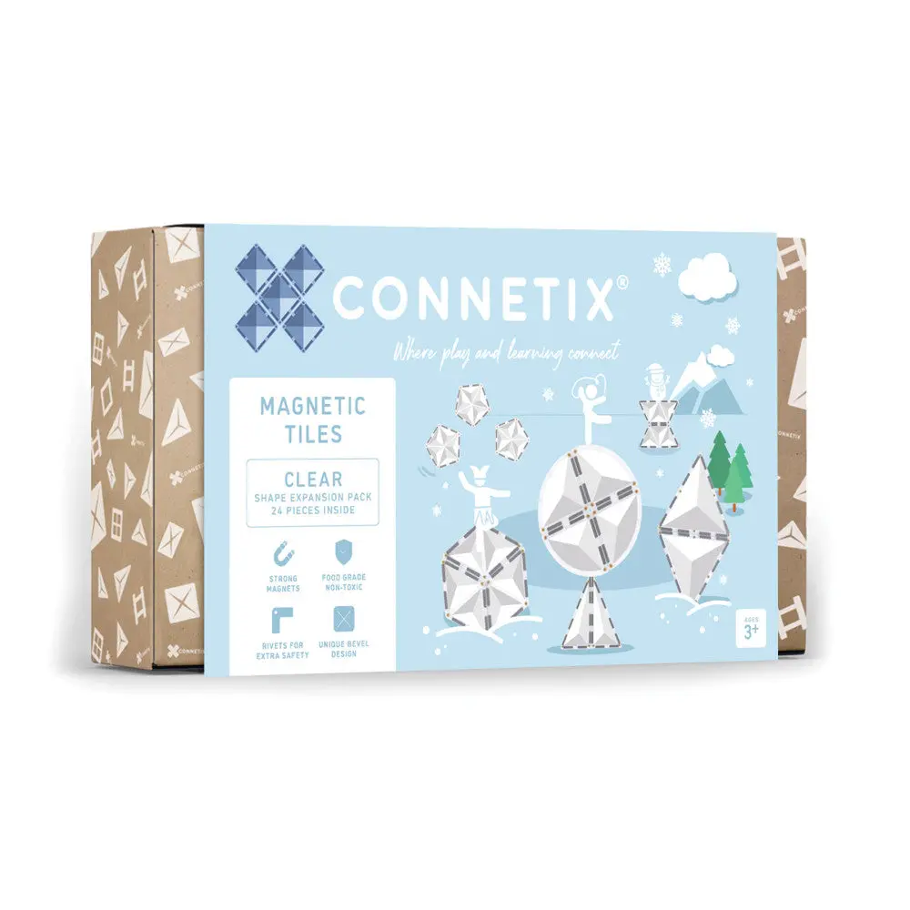 Connetix Magnetic Tiles Clear Shape Expansion Pack, 24 Pieces 1