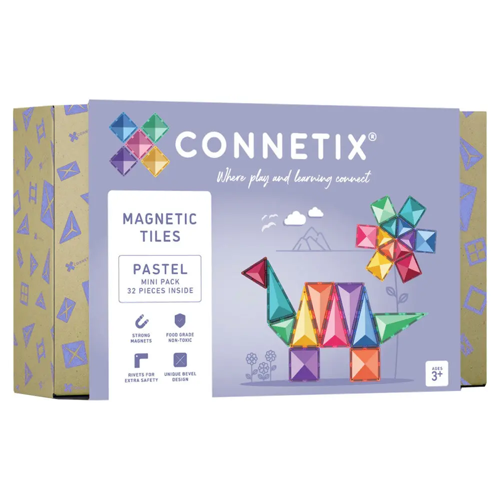 Connetix Pastel Mini Pack Magnetic Tiles, Creative Building Set - 32 Pieces 1