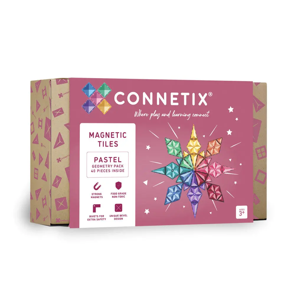 Connetix Pastel Geometry Magnetic Tiles Set - 40 Pieces 1