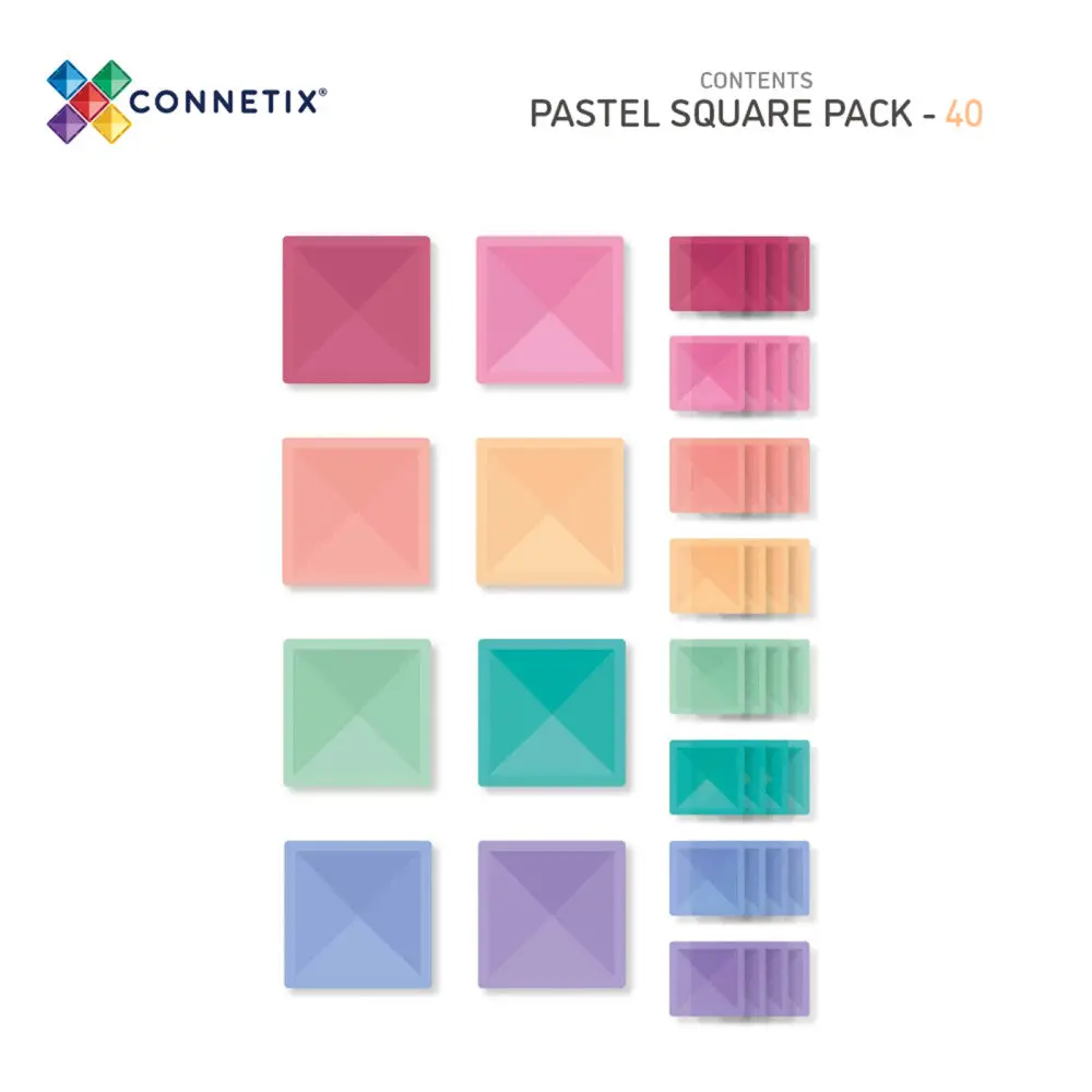 Connetix Pastel Magnetic Tiles 40-Piece Square Pack - Creative Play Set 2
