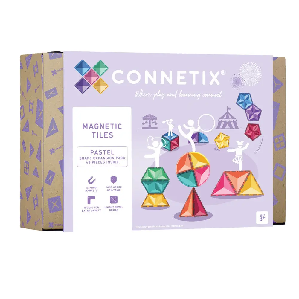 Connetix Pastel Shape Magnetic Tiles Expansion Set - 48 Pieces 1