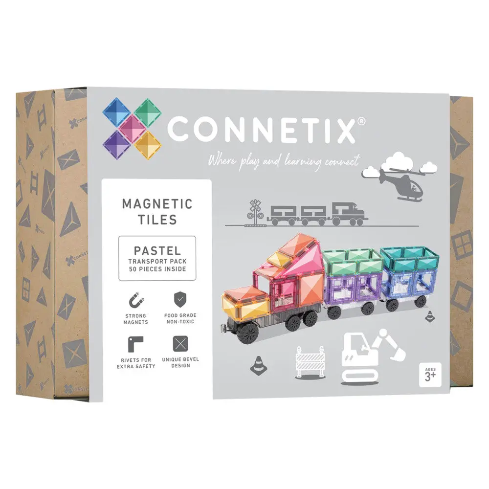 Connetix Magnetic Tiles Pastel Transport Pack - 50 Pieces 1