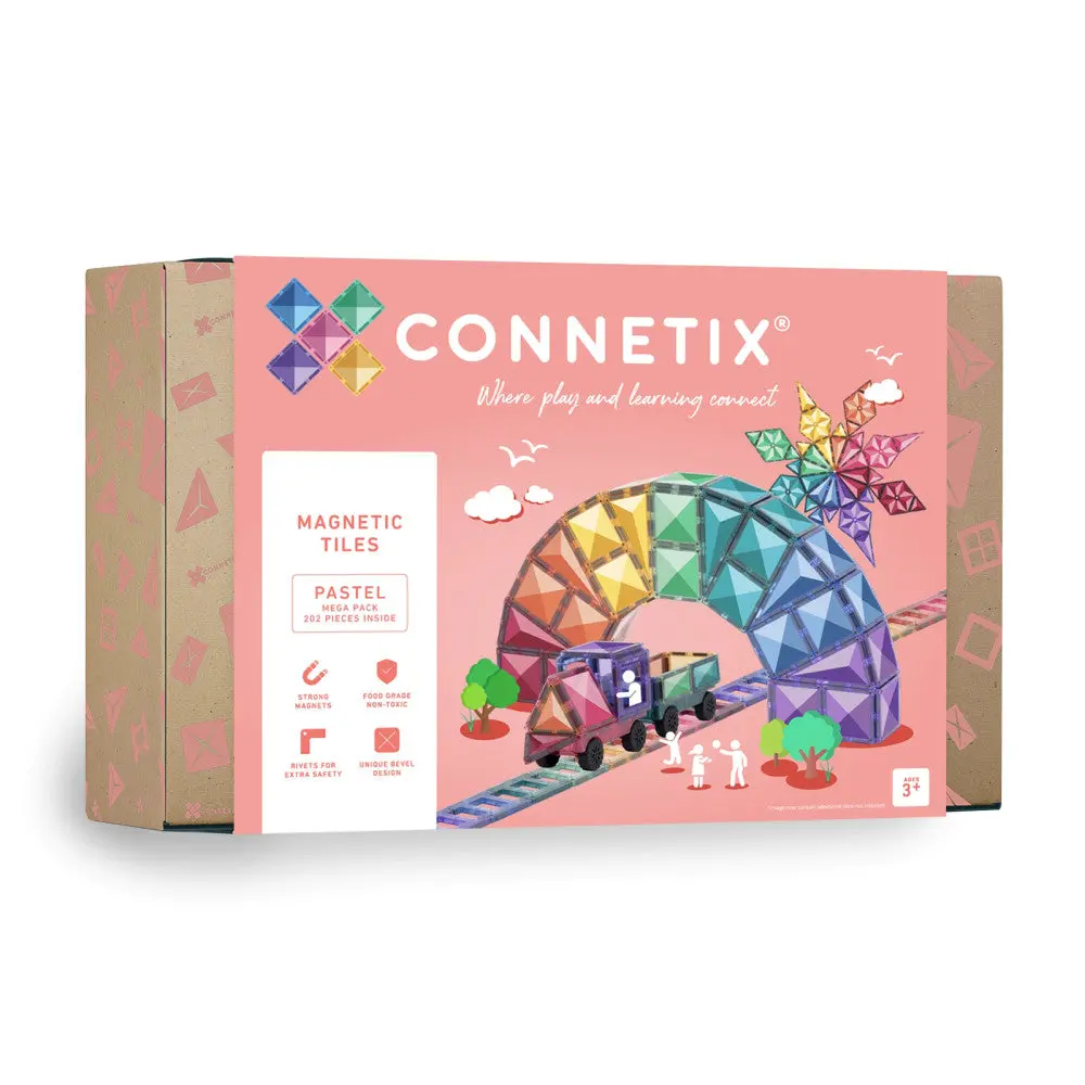 Connetix Pastel Mega Pack Magnetic Tiles, 202-Piece Set 1