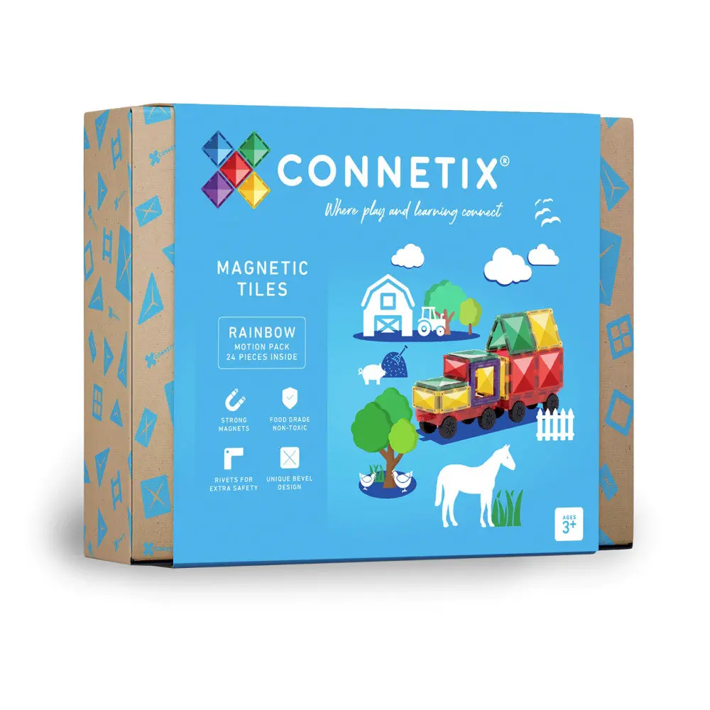 Connetix 24-Piece Rainbow Motion Magnetic Tiles Set - Multicolor 1