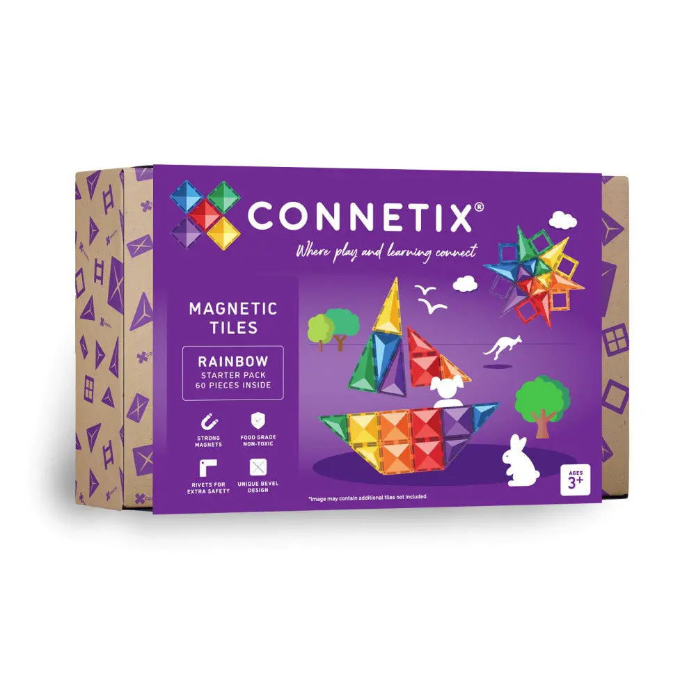 Connetix Magnetic Tiles Rainbow Starter Pack - 60 Pieces 1