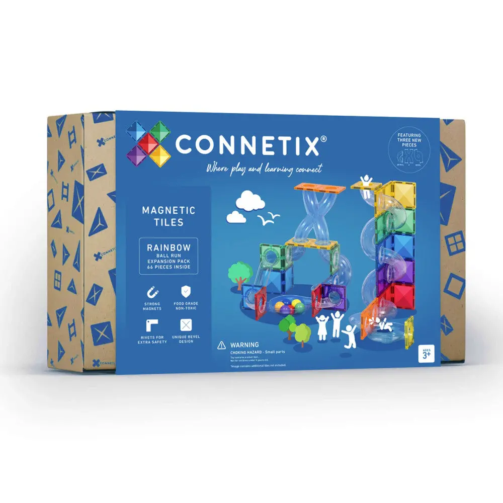 Connetix Rainbow Ball Run Magnetic Tiles Expansion Pack - 66 Pieces 1