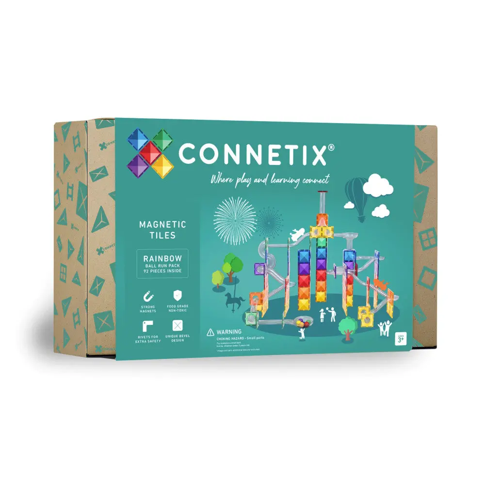 Connetix Magnetic Tiles 92-Piece Rainbow Ball Run Pack - Multicolor 1