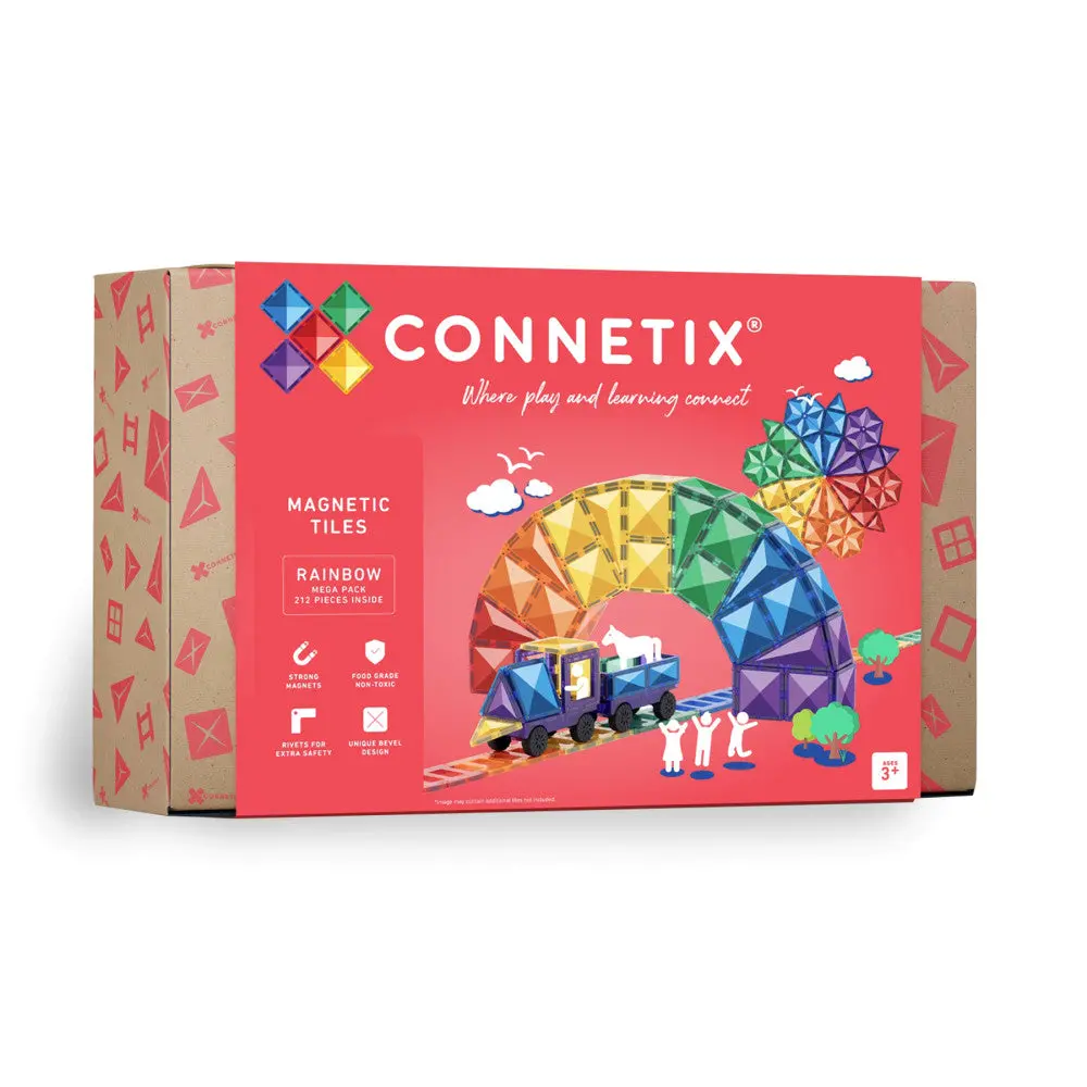 Connetix Rainbow Mega Pack Magnetic Tiles, 212 Pieces 1