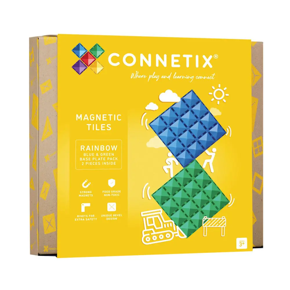 Connetix Magnetic Tiles Rainbow Blue & Green Base Plate Set, 2 Pieces 1