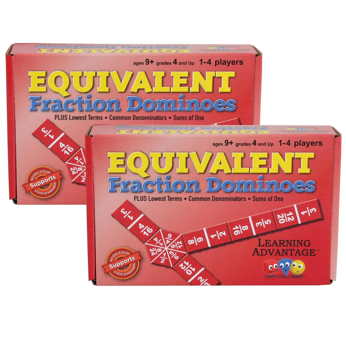 Learning Advantage Equivalent Fraction Dominoes - Math Learning Game - Pack Of 2 1