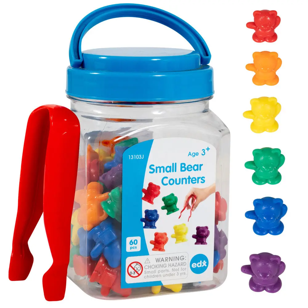 Edxeducation Colorful Bear Counters - Educational Sorting Toy In Mini Jar, Set Of 60 1