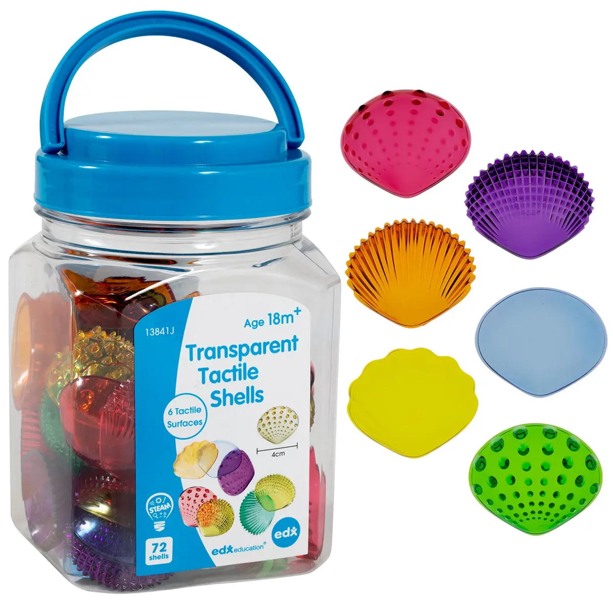 Edxeducation Tactile Shells - Sensory Learning Toy - Set Of 72 1