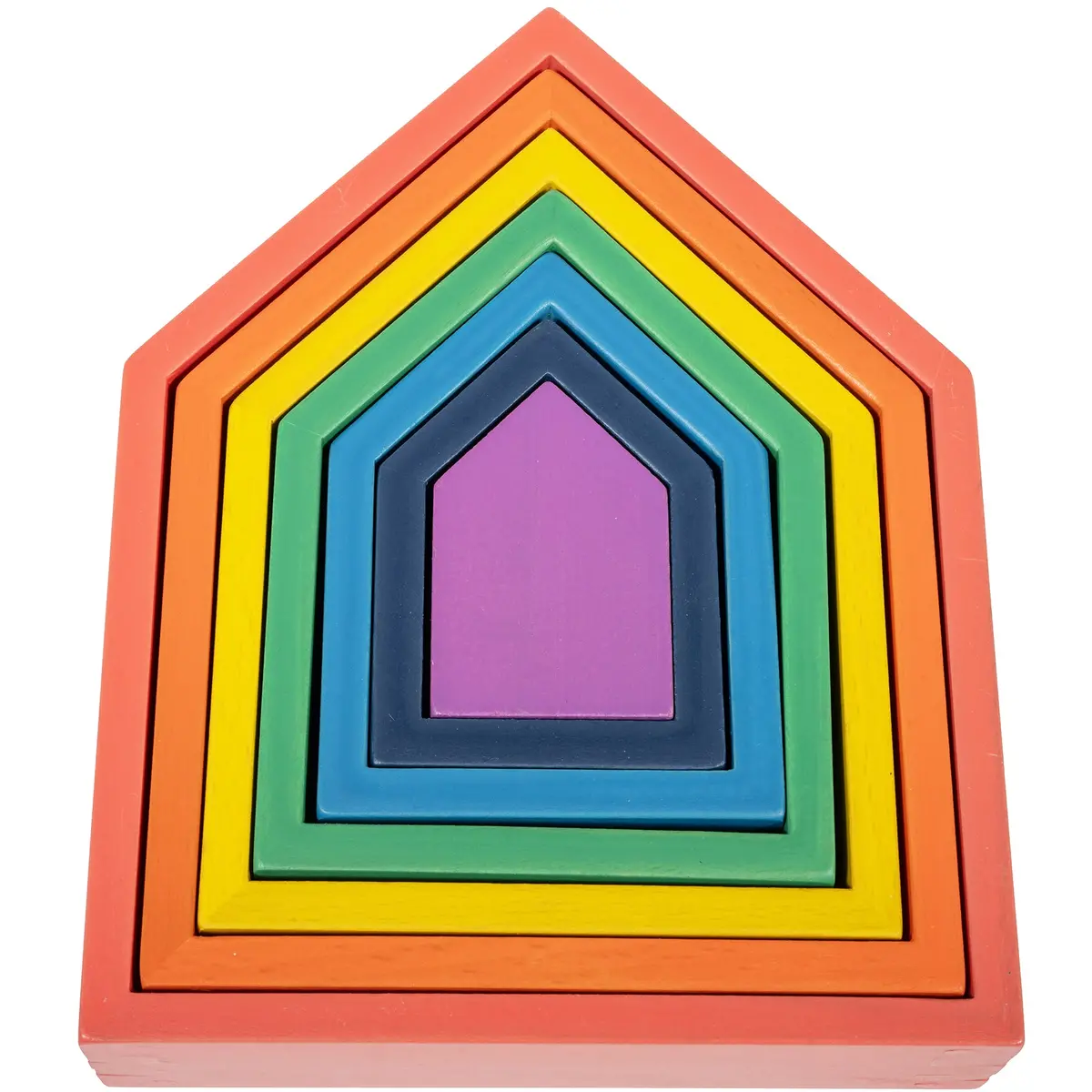 Tickit Rainbow Architect Houses - Colorful Wooden Nesting Play Set Of 7 1
