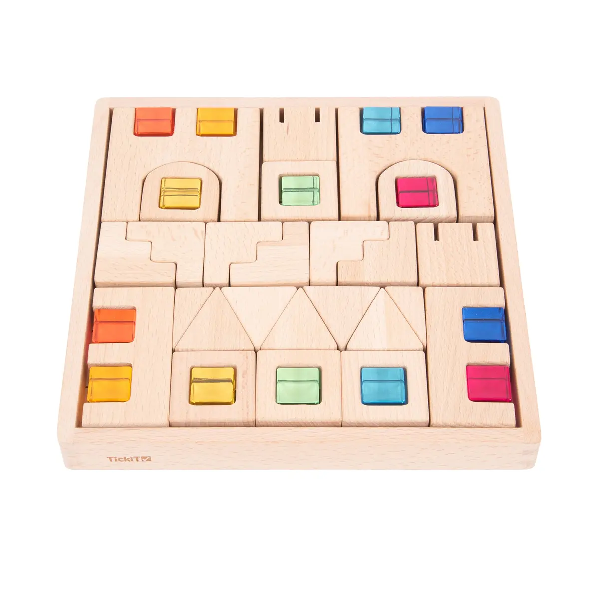 Tickit Wooden Gem Building Blocks - Colorful Creative Play Set 1