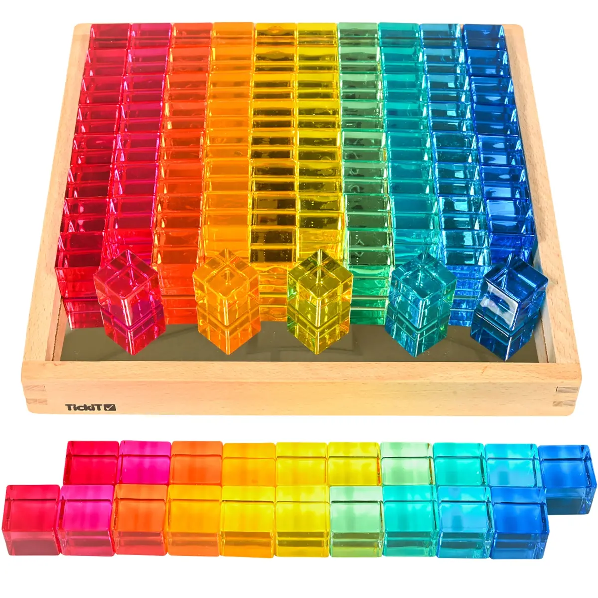 Tickit Gem Cube Mirror Tray - Colorful Sensory Exploration 1