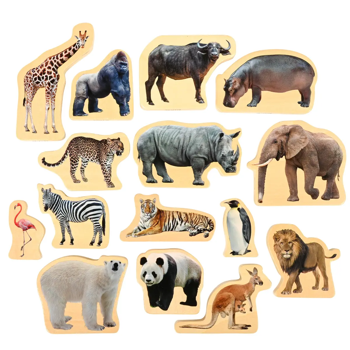 Tickit Wooden Wild Animal Blocks - Imaginative Play Set Of 15 1