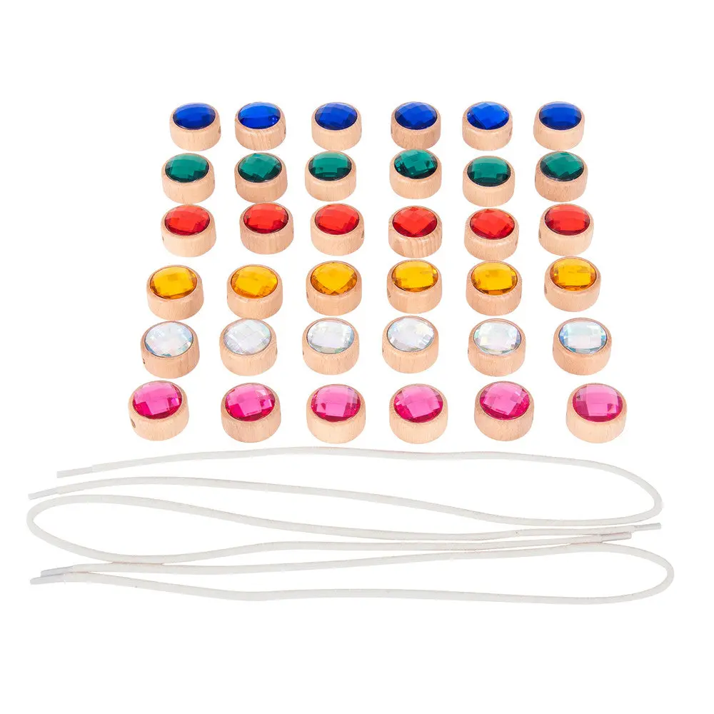 Tickit Wooden Lacing Jewels - Colorful Fine Motor Skill Toy 1