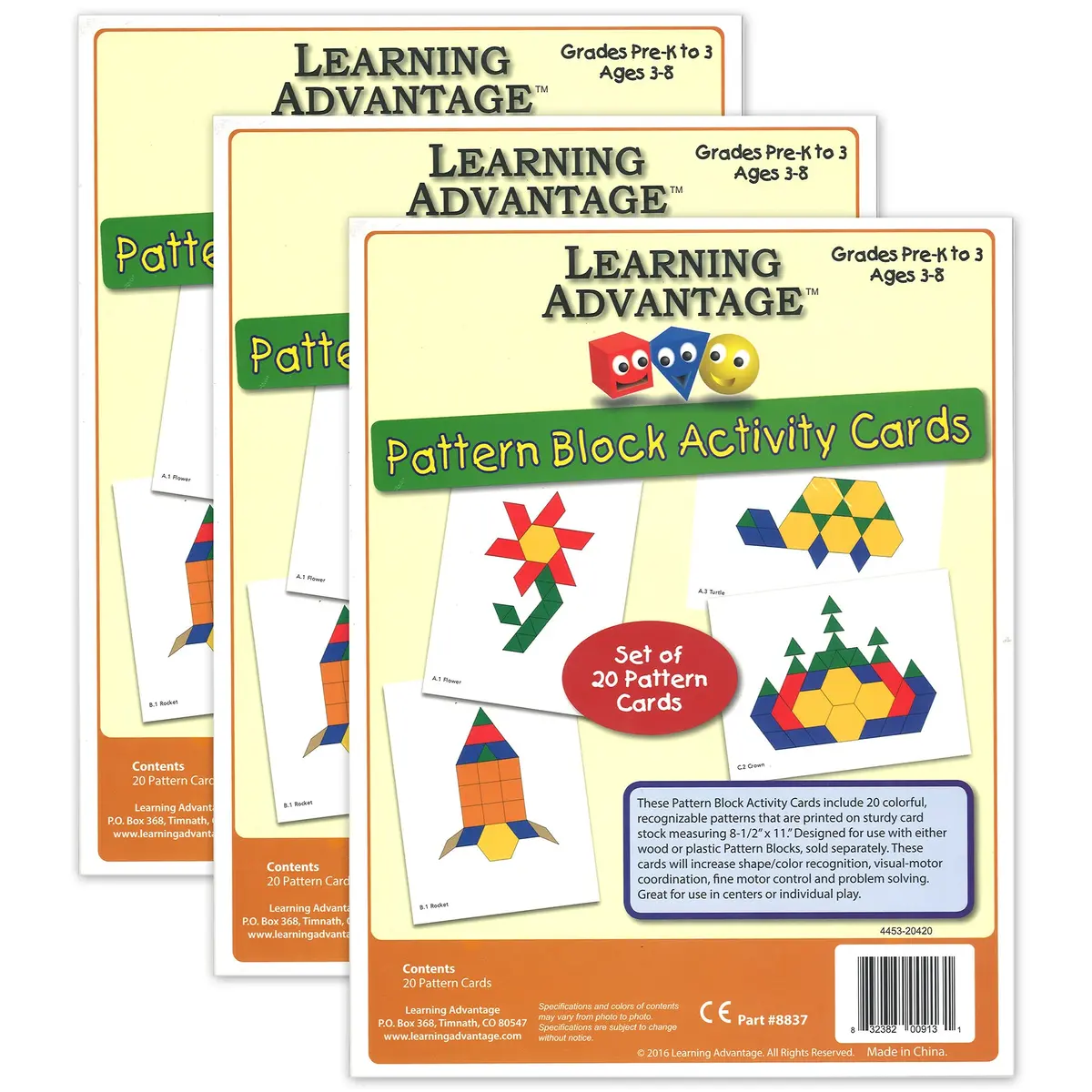 Learning Advantage Fun Geometry Pattern Block Activity Cards - Set Of 60 1