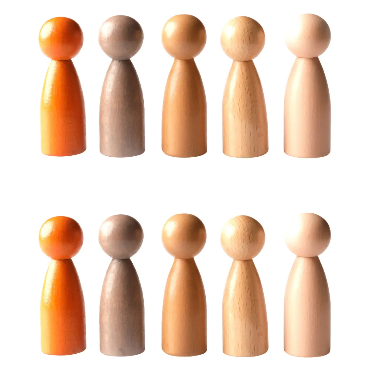 The Freckled Frog Global Friends Wooden Peg People - Set Of 10 1