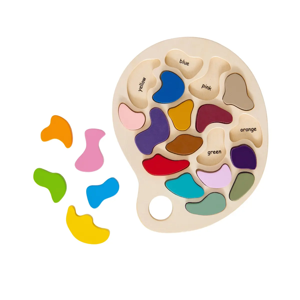 The Freckled Frog Colorful Artist Palette Wooden Puzzle - 19 Pc 1
