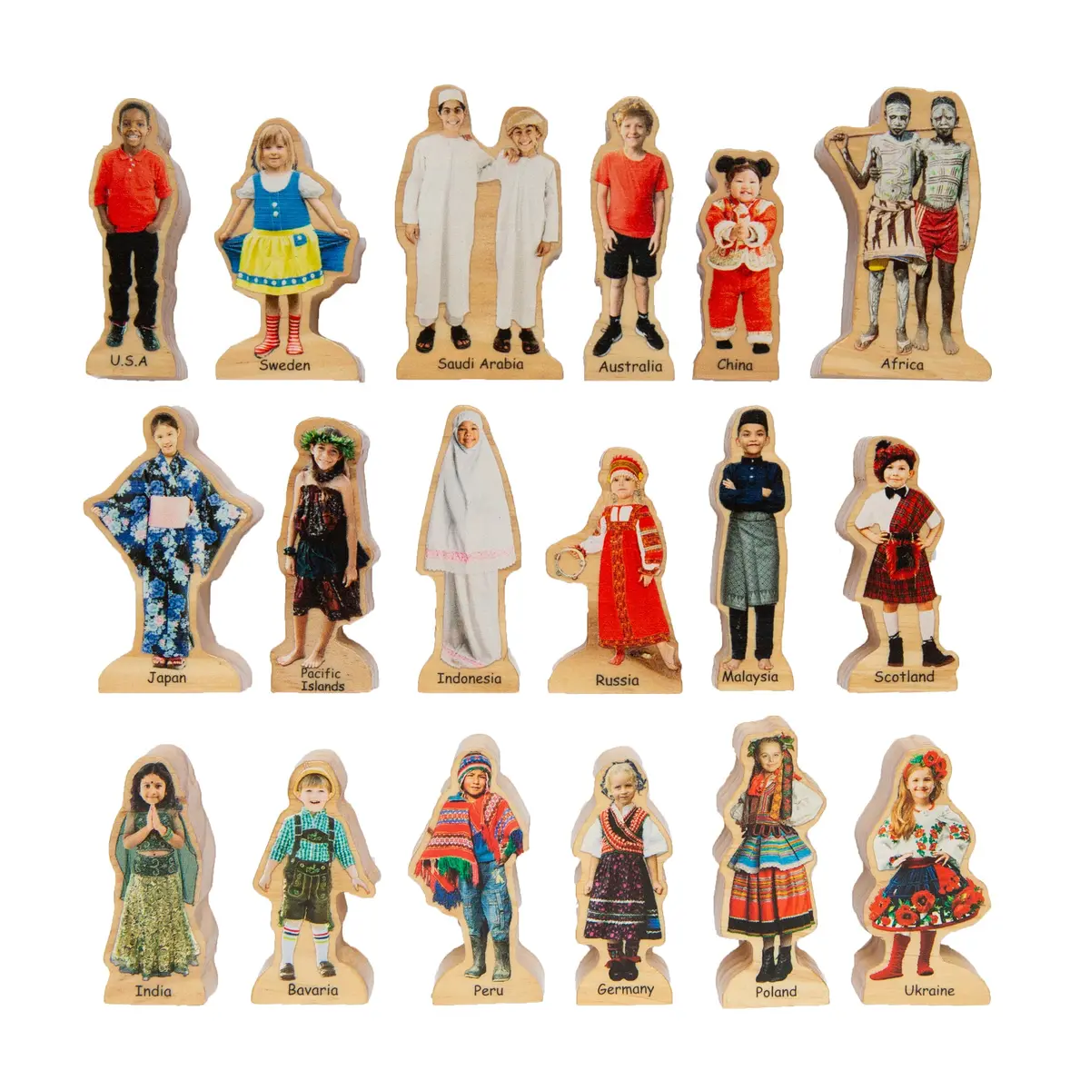 The Freckled Frog Global Friends Wooden Blocks - Set Of 18 1
