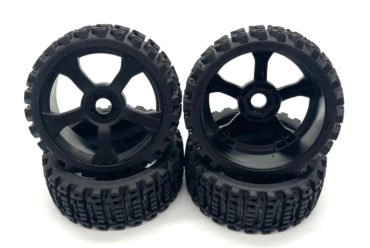 Team Corally Spark Xb6 - Tires & Wheels (Xprit Tyres Black Rims C-00285 1