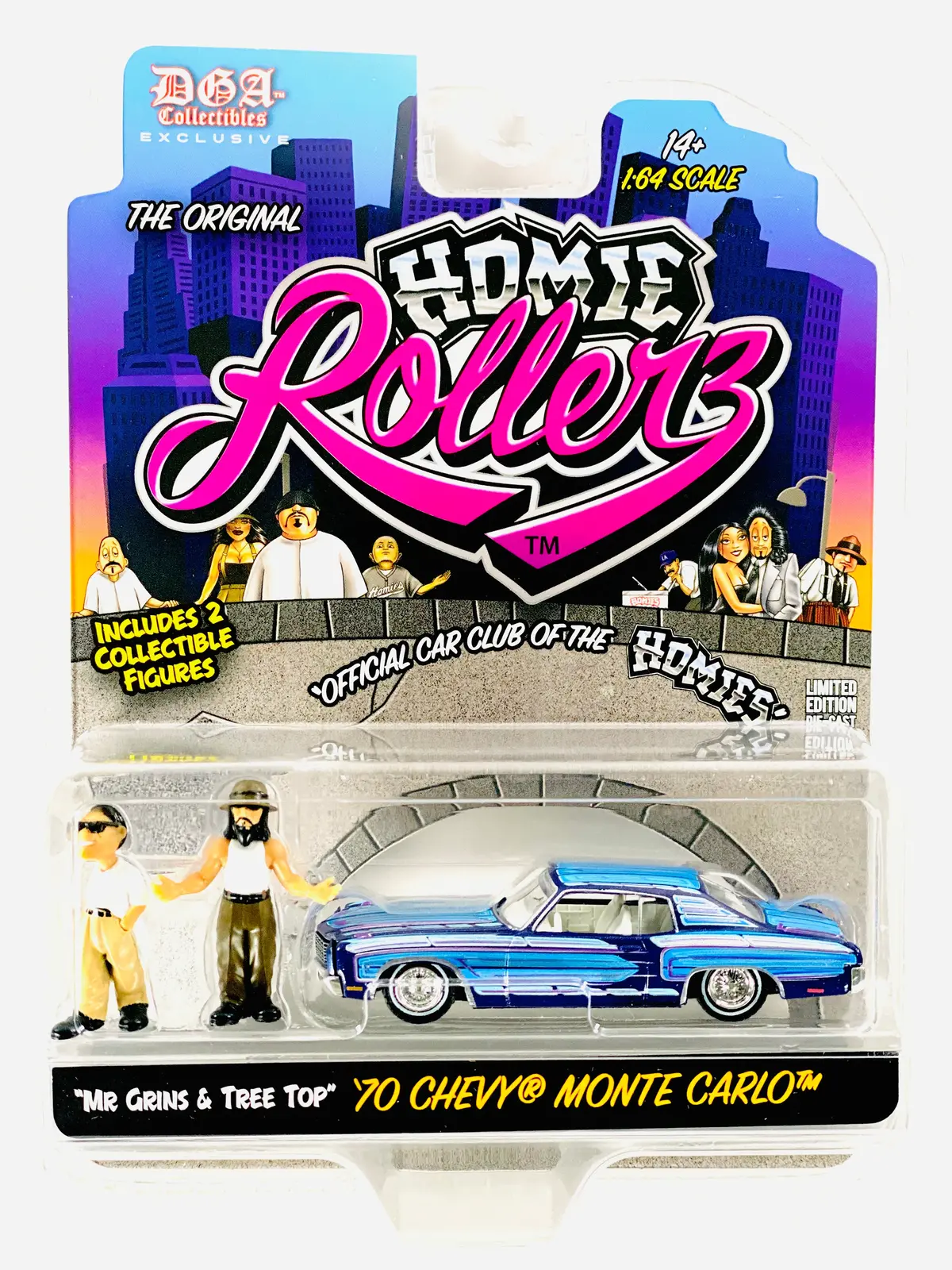 Greenlight X Dga Homie Rollers 2025 Series 1 1970 Chevrolet Monte Carlo W/ Mr. Grins & Tree Top 1