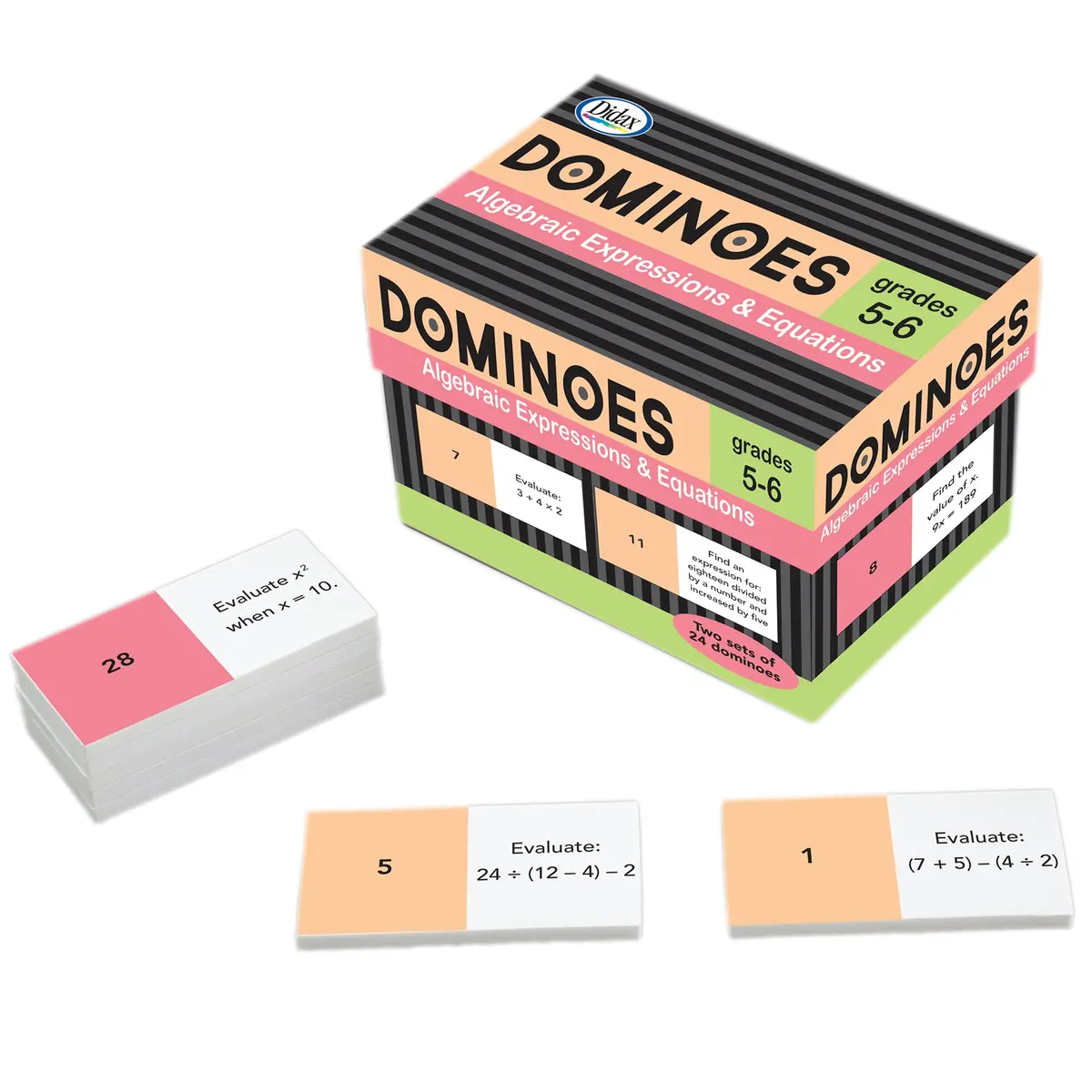 Didax Algebraic Expressions & Equations Dominoes - Learning Toy 1