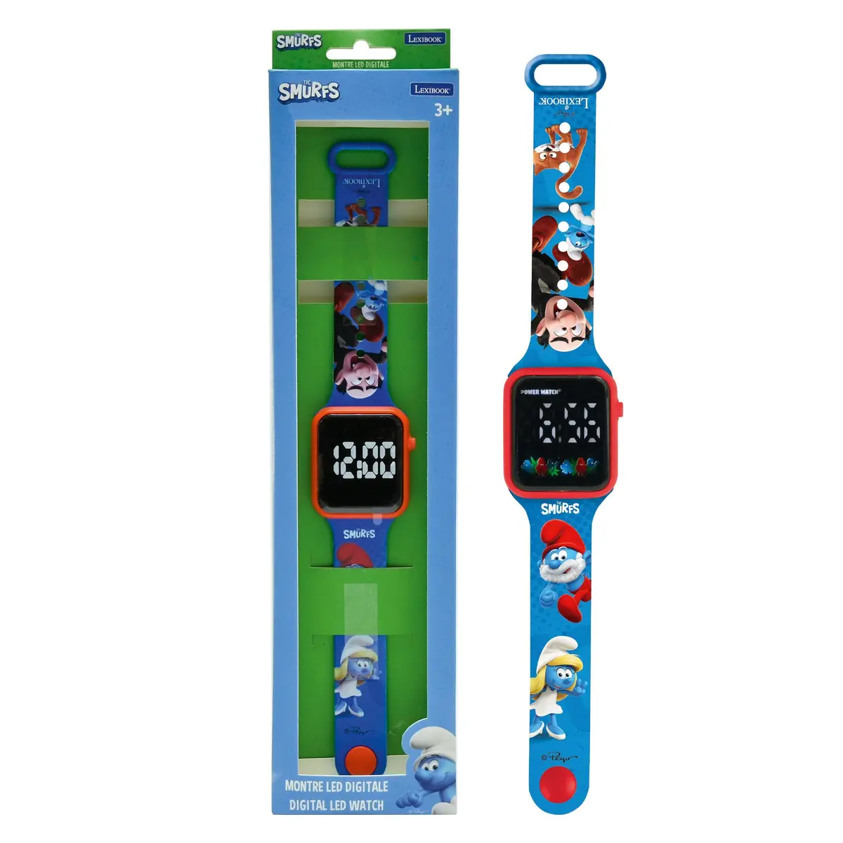 Smurfs Kids' Led Digital Watch - Blue Adjustable Strap 1