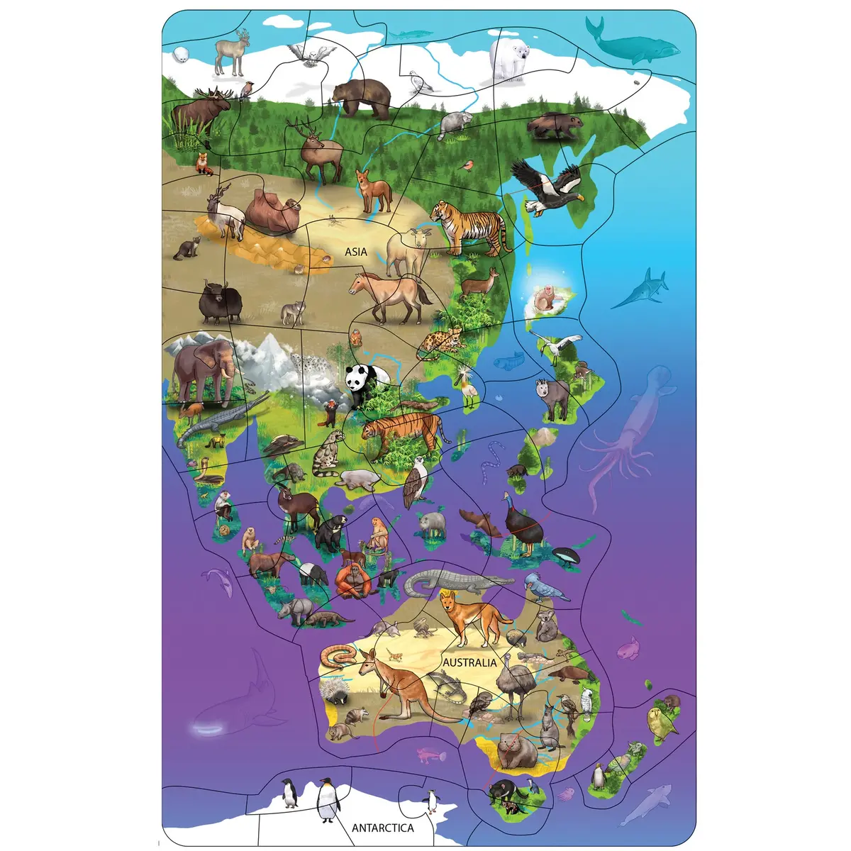 Dowling Magnets Animal Magnetism Magnetic Wildlife Map Puzzle - Asia & Australia 1