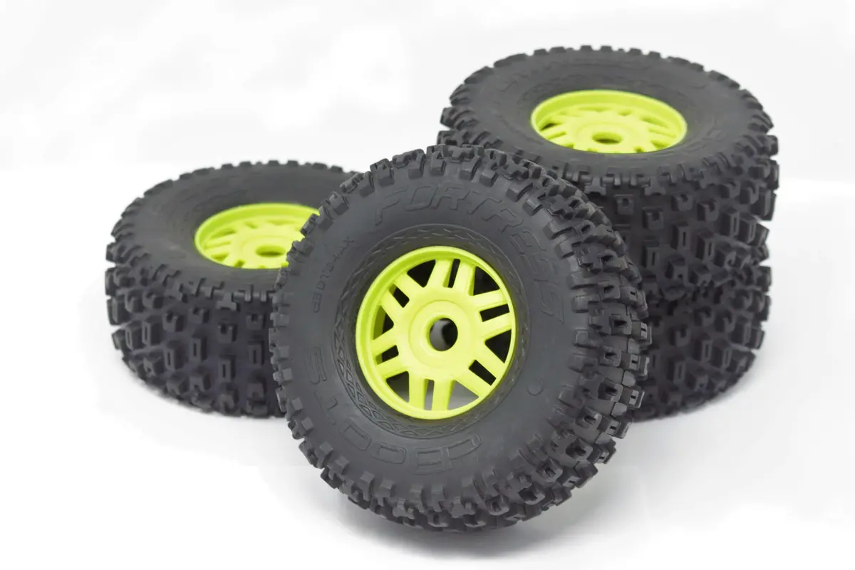 Arrma Mojave 6S Blx V2 - Tires & Wheels (Lime Green Rims Dboots Fortress Ara7604v2 1