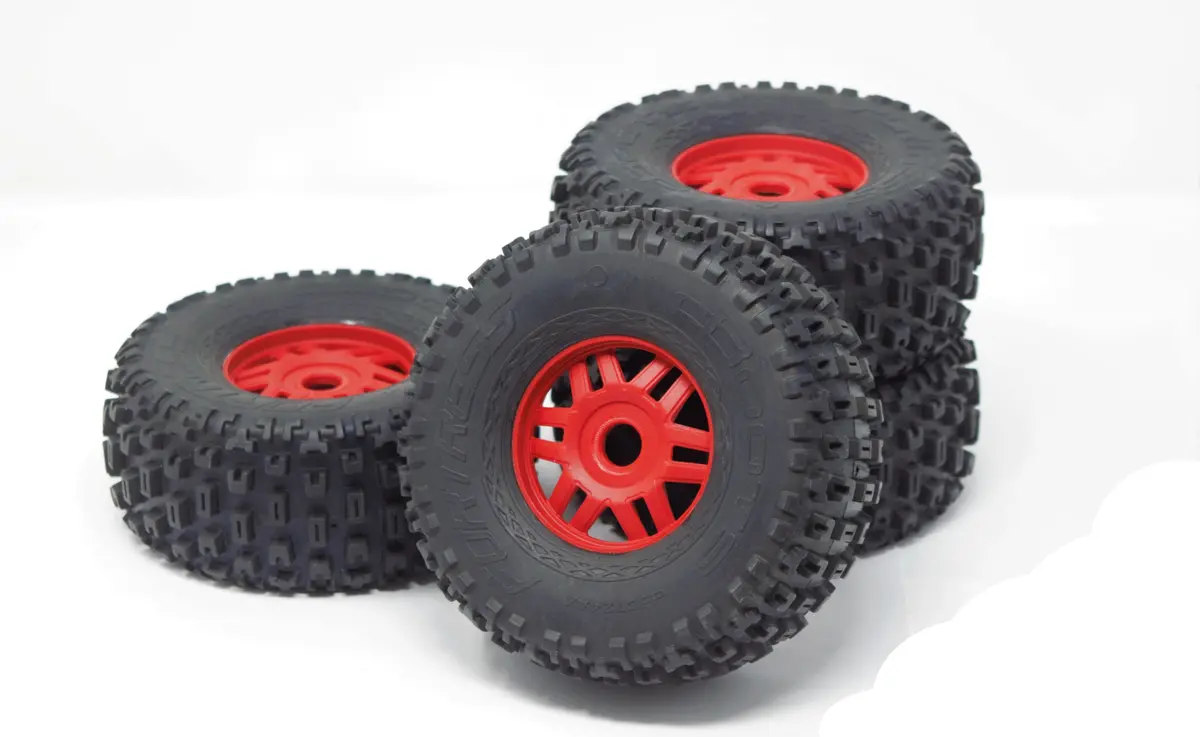 Arrma Mojave 6S Blx V2 - Tires & Wheels (Red Rims Dboots Glued Fortress Ara7604v2 1