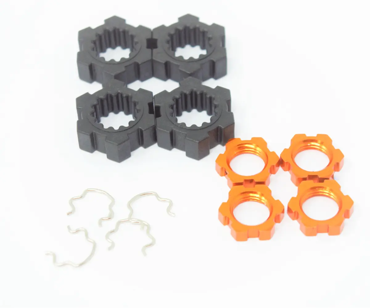 Fits Xrt Wheel Hubs, (Orange) 17Mm X-Maxx Serrated Nuts & Hex Clips 78086-4 1