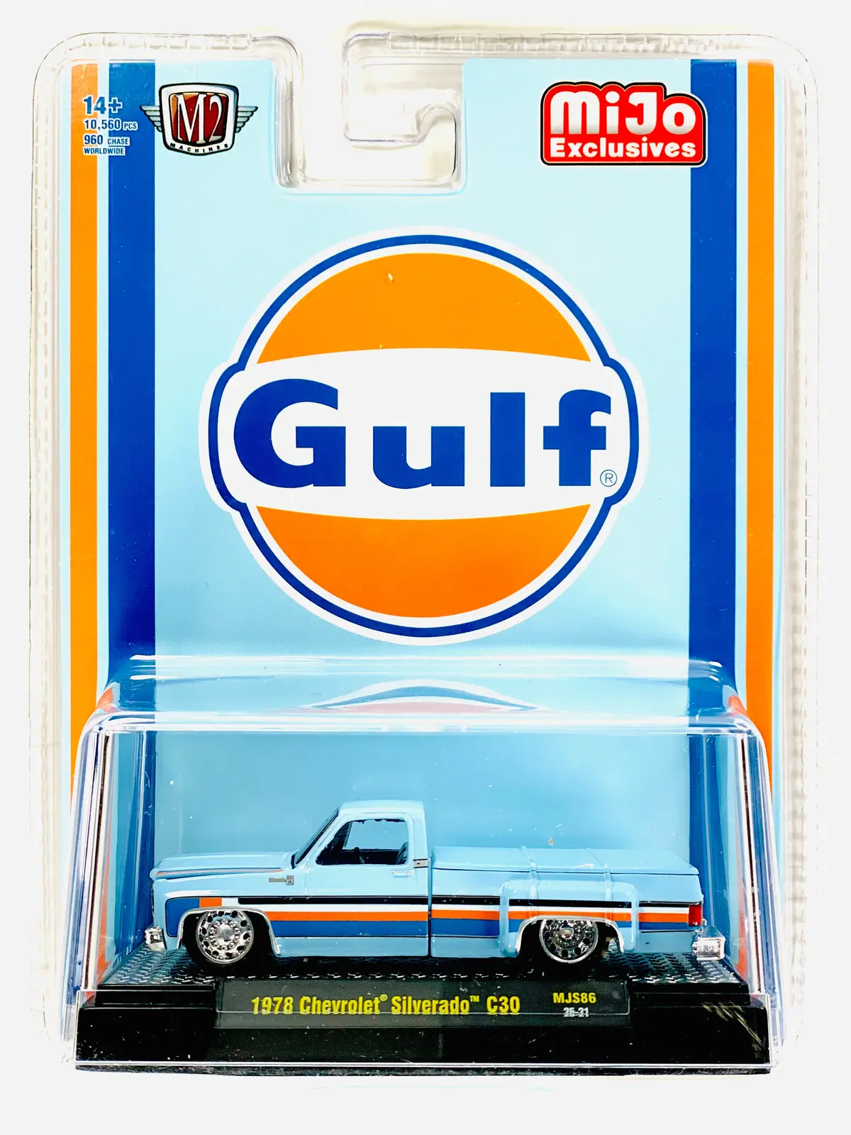 M2 Machines Mijo Exclusive Gulf 1978 Chevrolet Silverado C30 Custom Truck 1