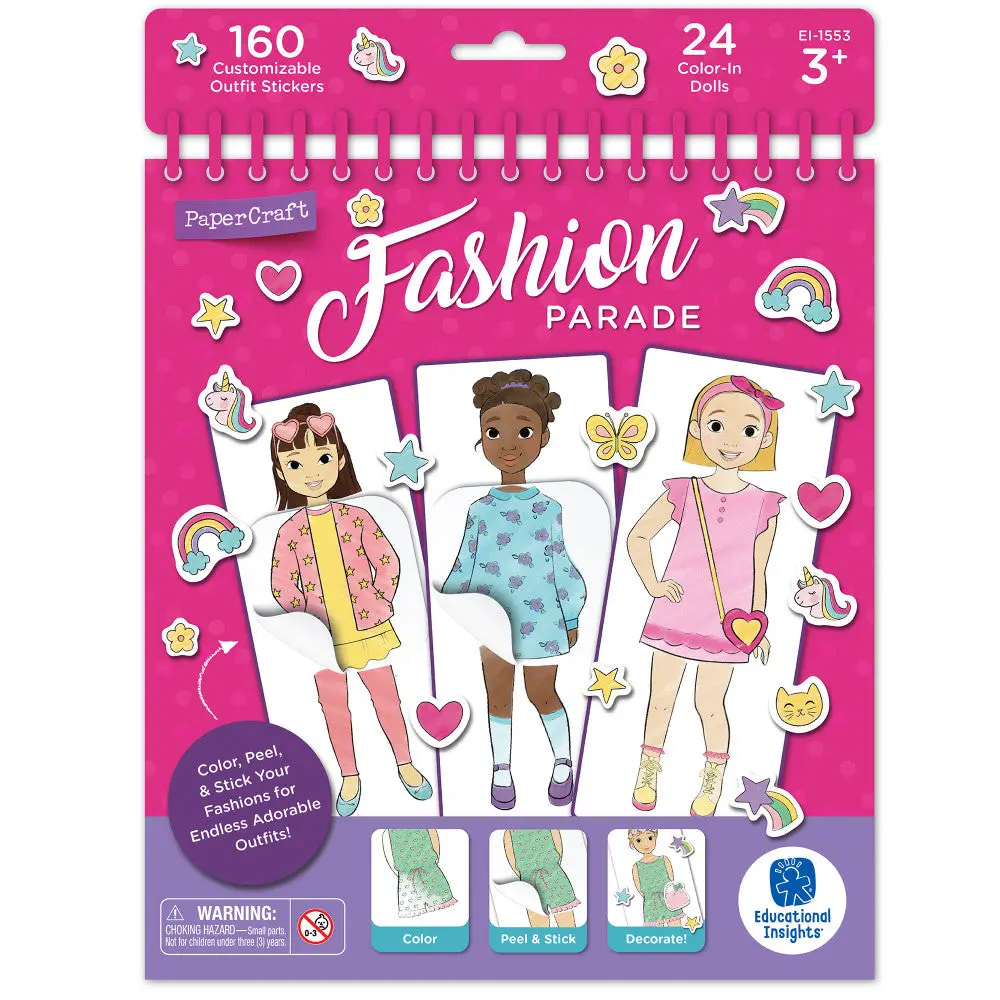 Educational Insights Papercraft Fashion Parade - Spiral-Bound Mix & Match Doll Book 1