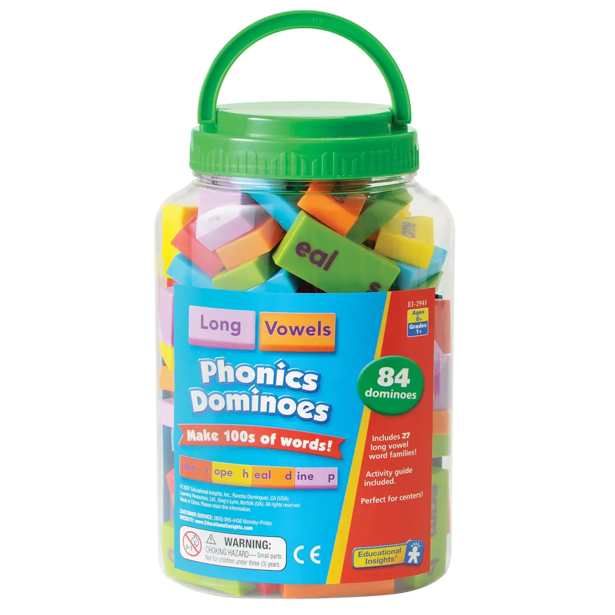Educational Insights Phonics Dominoes - Long Vowels - Brightly Colored Learning Game 1