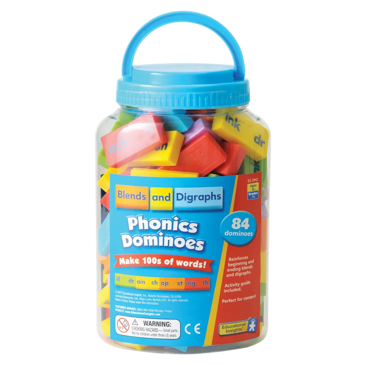 Educational Insights Phonics Dominoes - Blends And Digraphs - Colorful Word Building Set 1