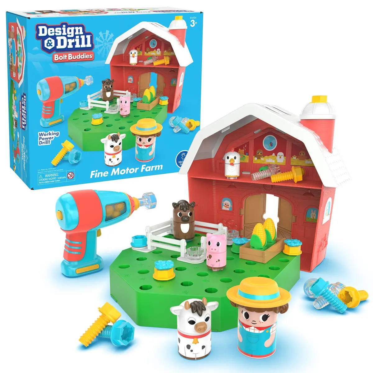 Educational Insights Design & Drill Bolt Buddies Barn - Interactive Farm Playset 1
