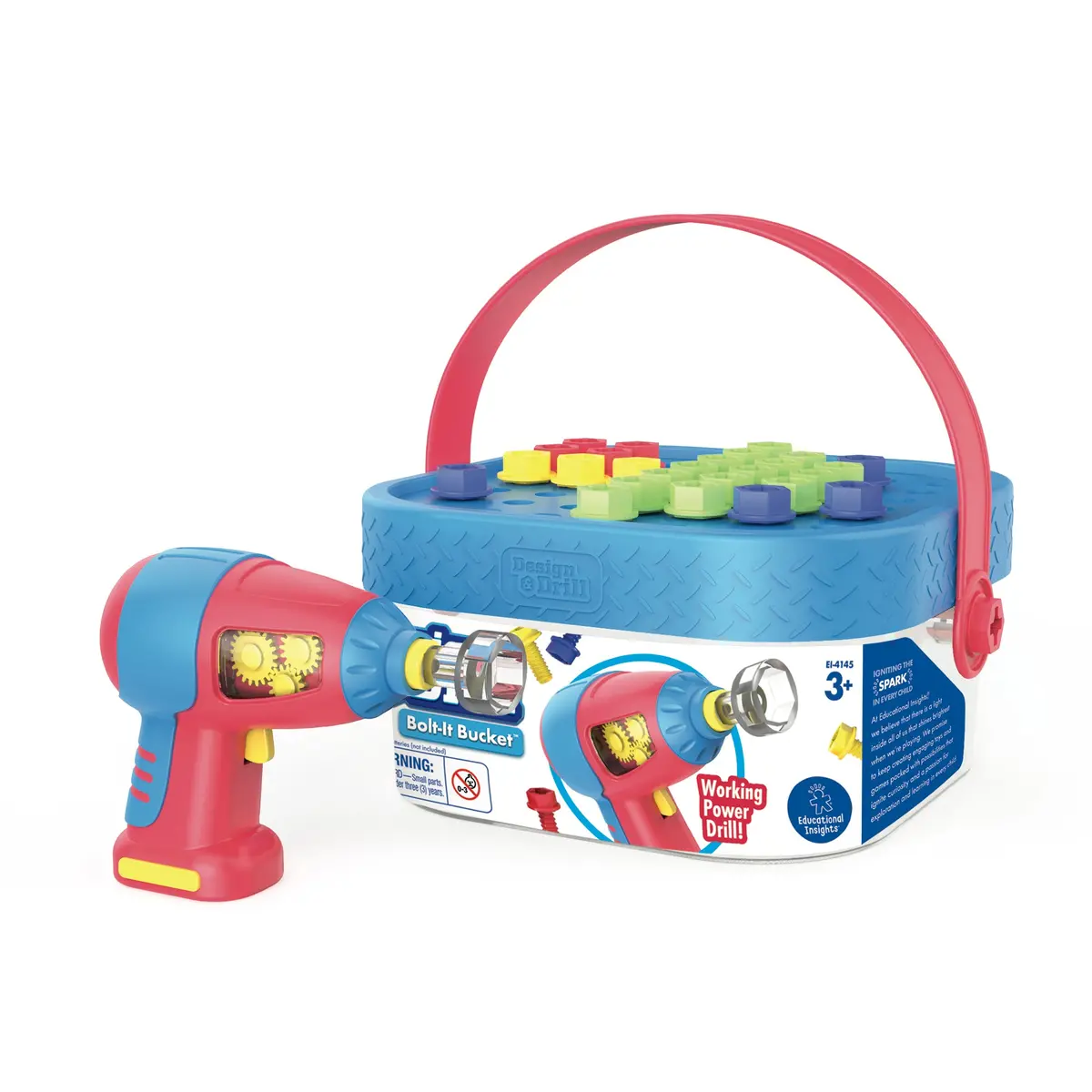 Educational Insights Design & Drill Bolt-It Bucket - Colorful Construction Fun 1