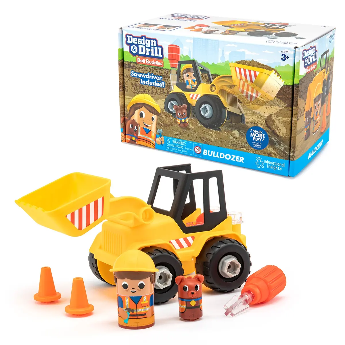 Educational Insights Design & Drill Bolt Buddies Bulldozer - Interactive Construction Toy 1