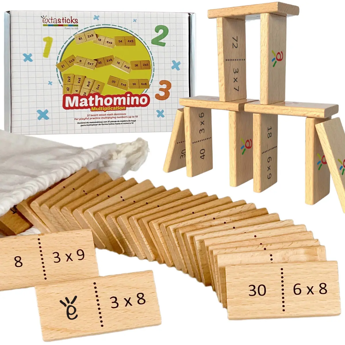 Extasticks Mathomino - Times Tables & Algebra Domino Game 1