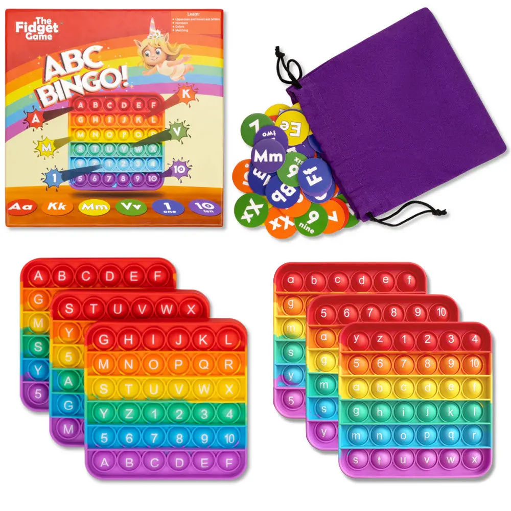The Fidget Game Abc Bingo Educational Popping Mat Set 1