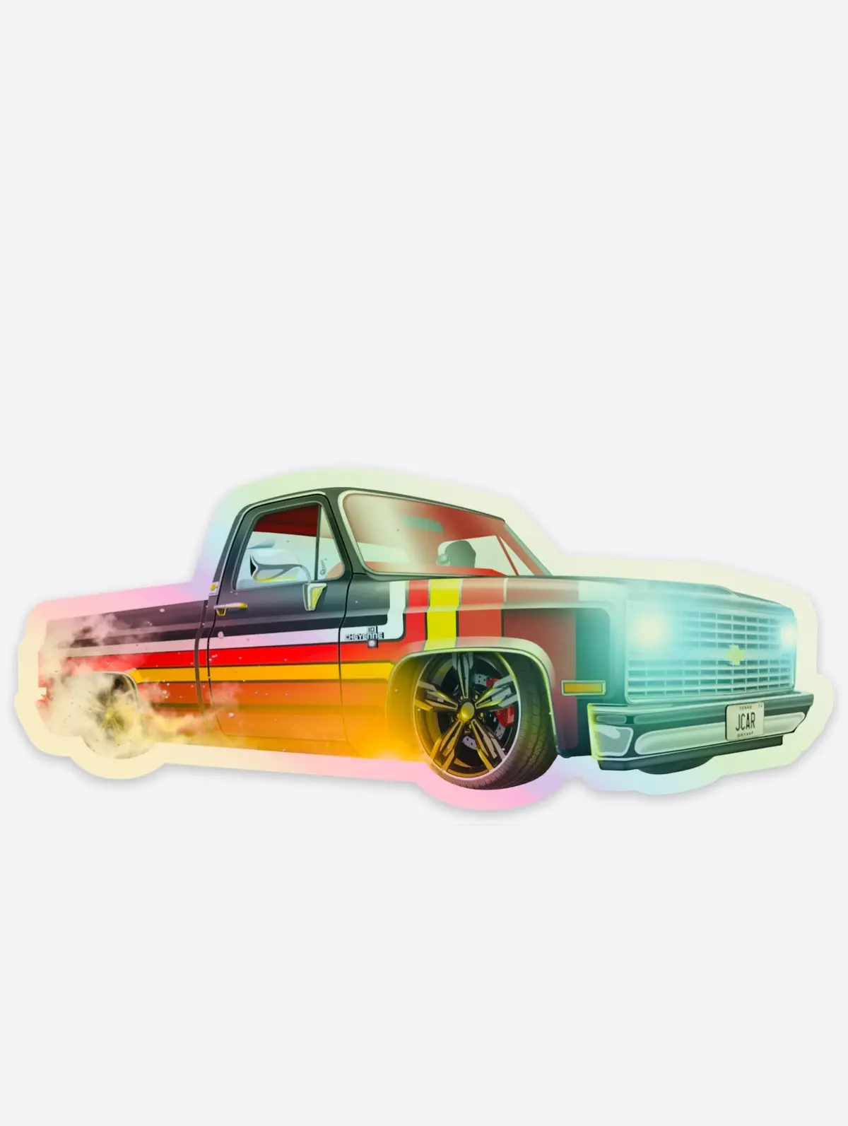 Auto World Jcar Diecast Exclusive 1981 Chevy C10 Cheyenne Pick-Up Truck Holographic Diecut Sticker 1