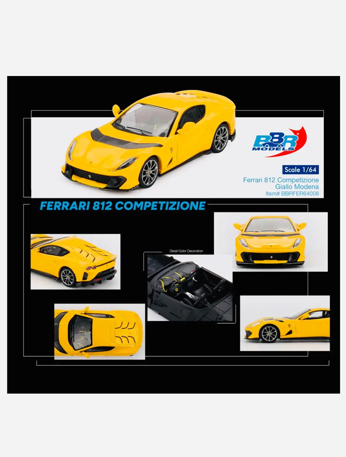 Bbr Models Ferrari 812 Competizone Giallo Modena Yellow 1