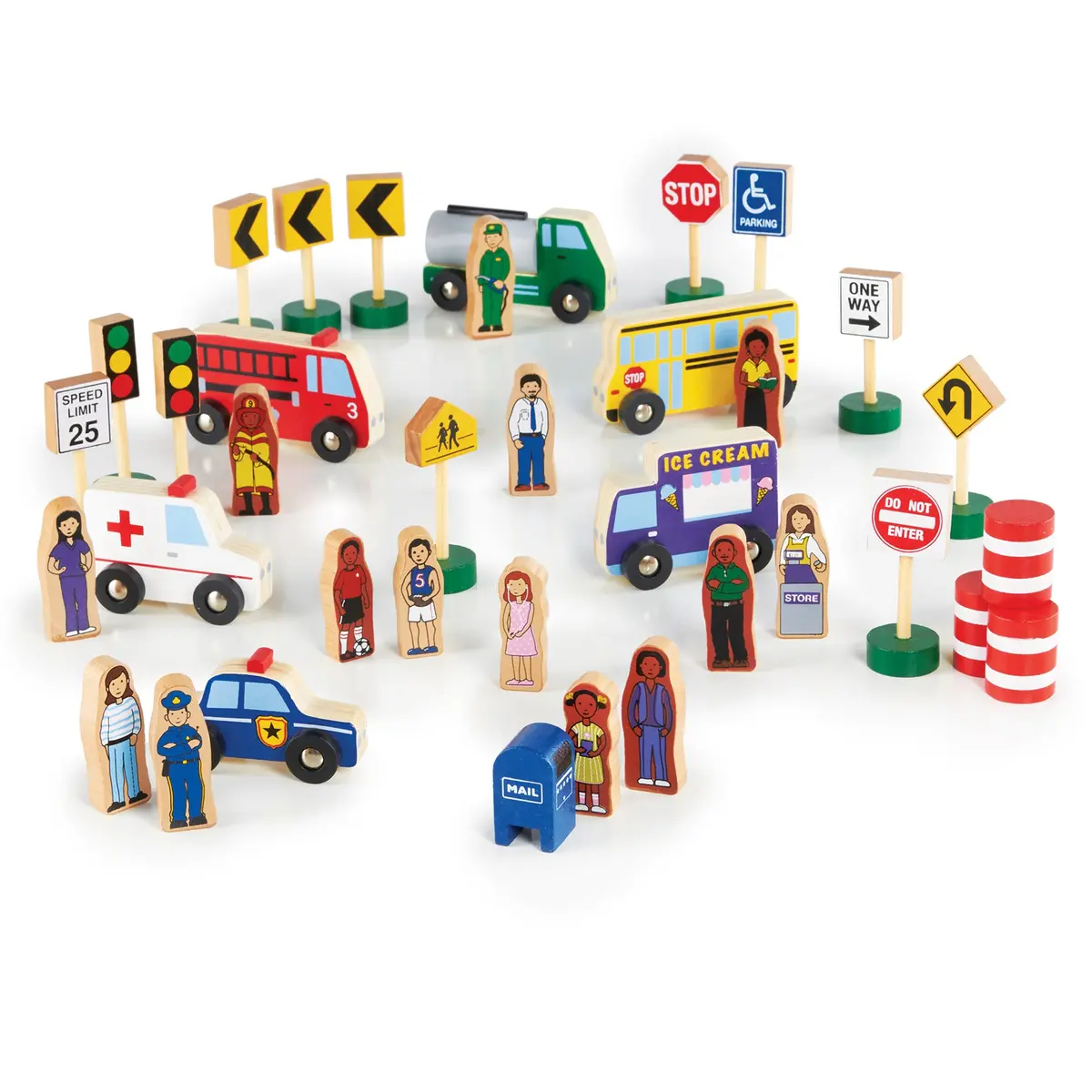 Guidecraft 36-Piece Community & Roadway Essentials Set - Interactive Play 1