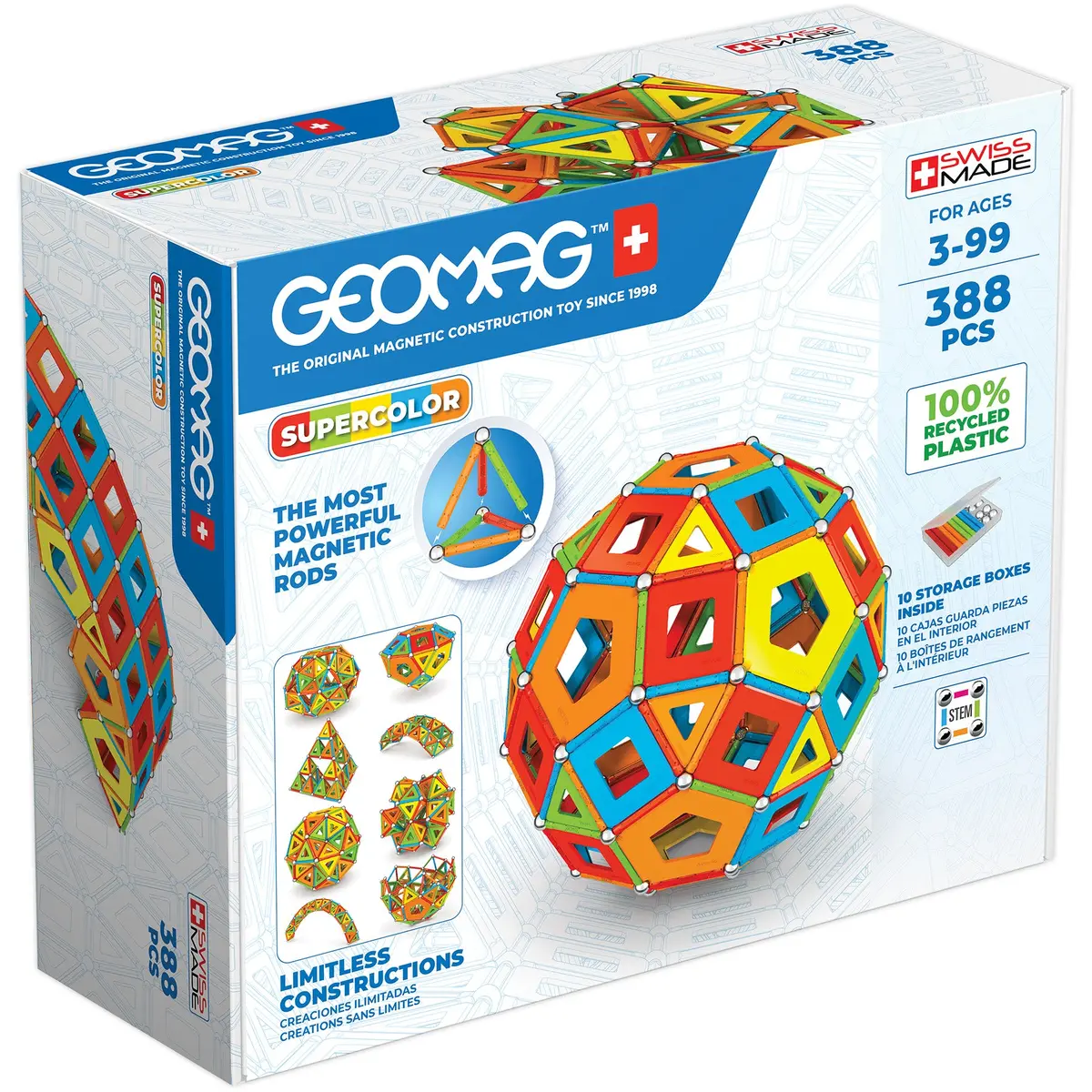 Geomag Masterbox Supercolor Recycled Magnetic Building Set - 388 Pieces 1