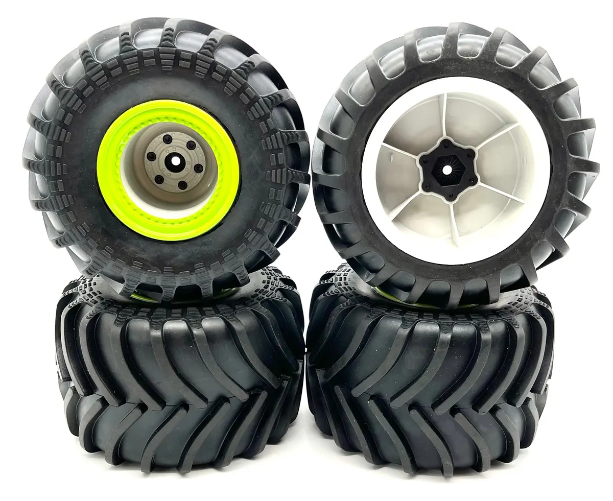 Losi Lmt Grave Digger Tires (Set Of 4 Tyres Green Rims Wheels Los04021t1 1