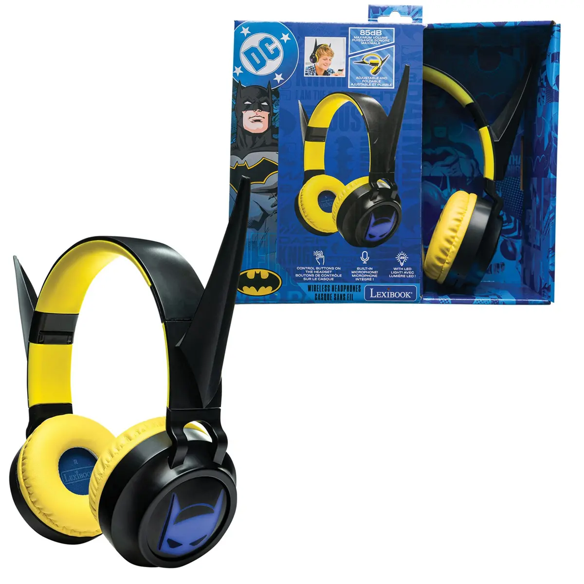 Batman-Themed Foldable Bluetooth & Wired Headphones - Volume Safe 1