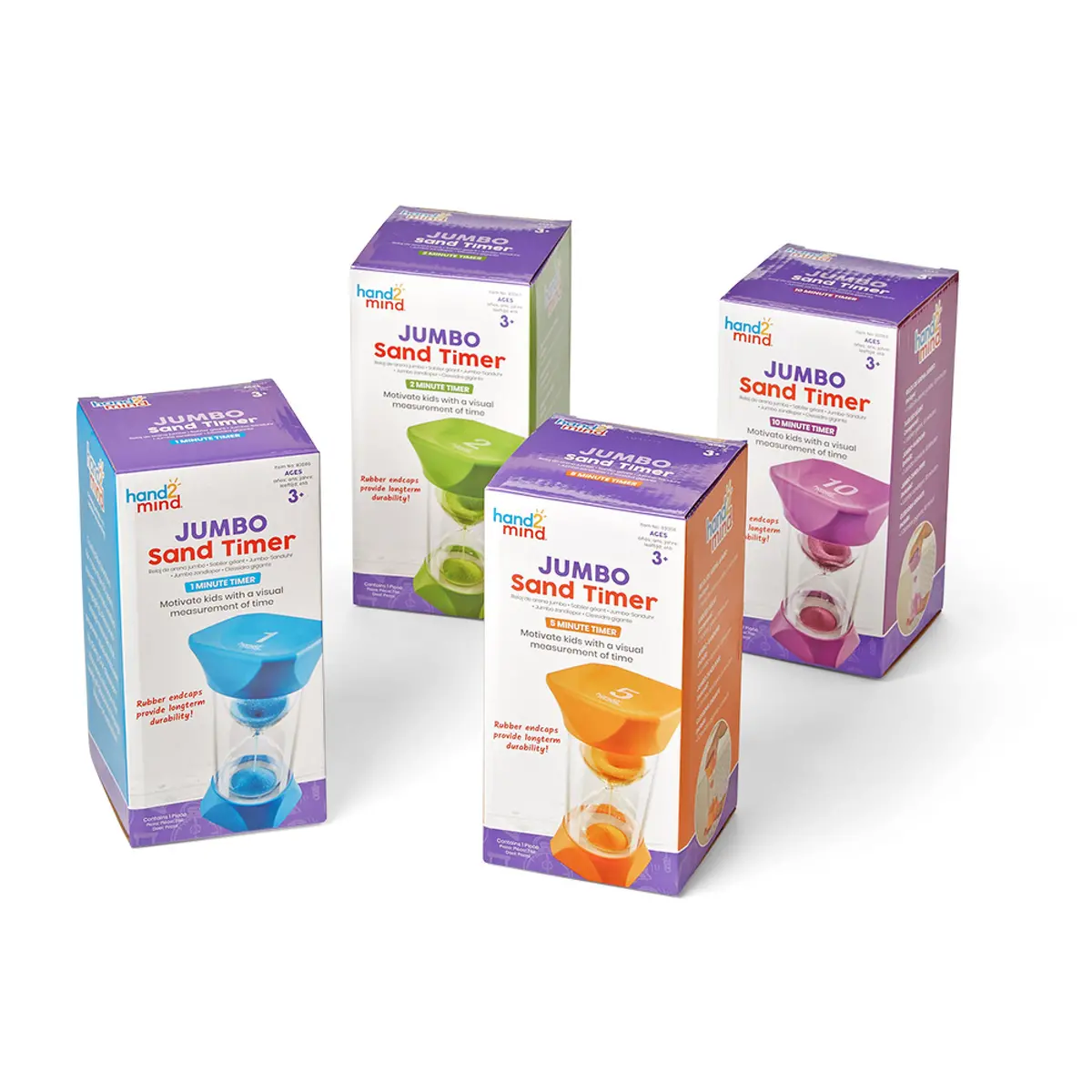 Hand2mind Jumbo Colorful Sand Timers For Kids - Time Management Tool Set 1