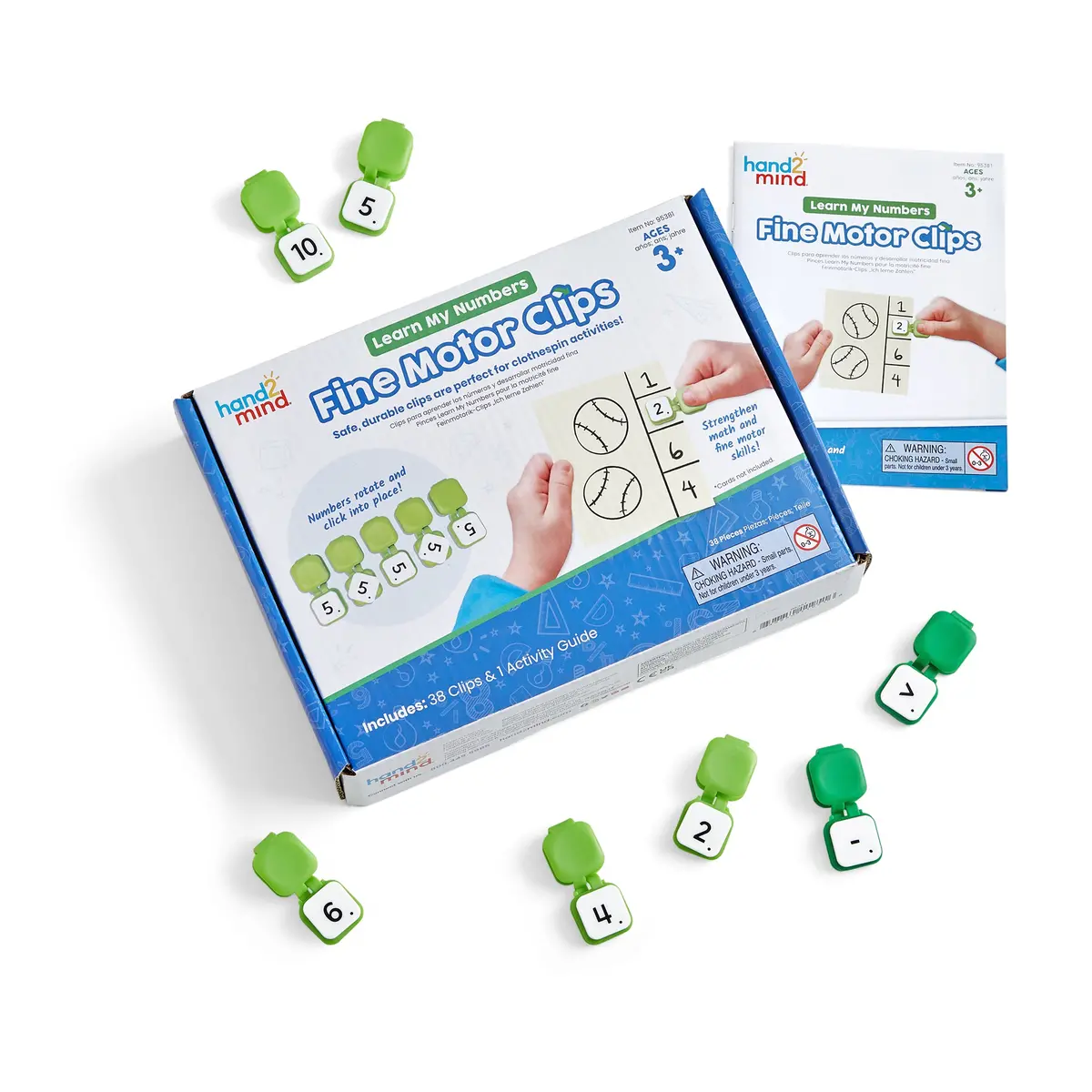 Hand2mind Learn My Numbers Fine Motor Clips - Math Development Set 1